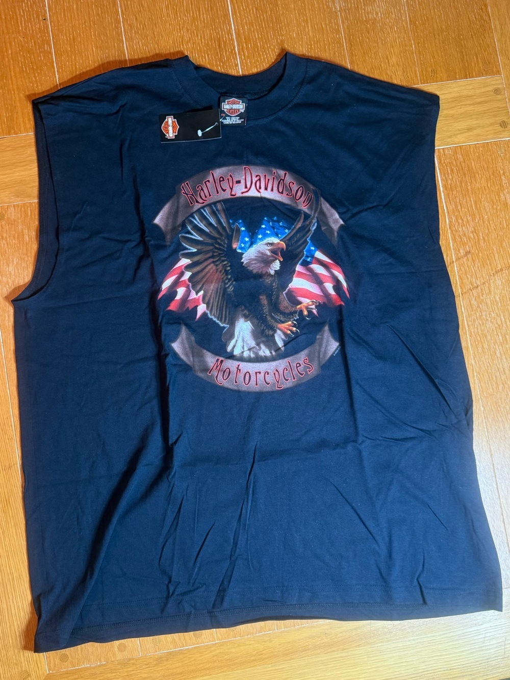 Harley-Davidson Black Sleeveless Eagle & American Flag Graphic Tank